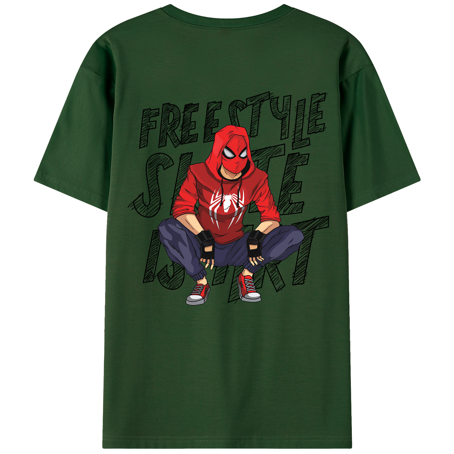 （画像用） Spider Man スパイダーマン 綿100％半袖Tシャツ（背面プリント）